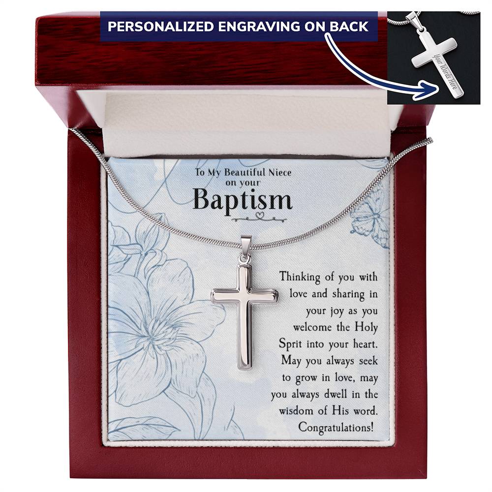 Niece Baptism Cross Niece Custom Baptism Gift Unique Baptism Necklace Catholic Baptism Gift from Uncle Aunt Baptism Girl