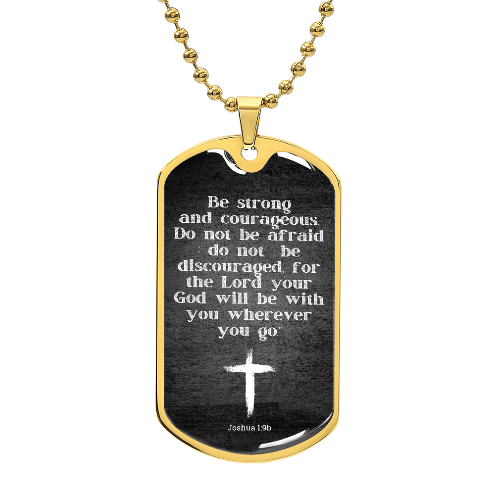 Inspiration Jewelry for Him, Joshua 1:9, Courageous Dog Tag Necklace for Men, Bible Gift for Men, Inspirational Gift for Son, Nephew, Godson