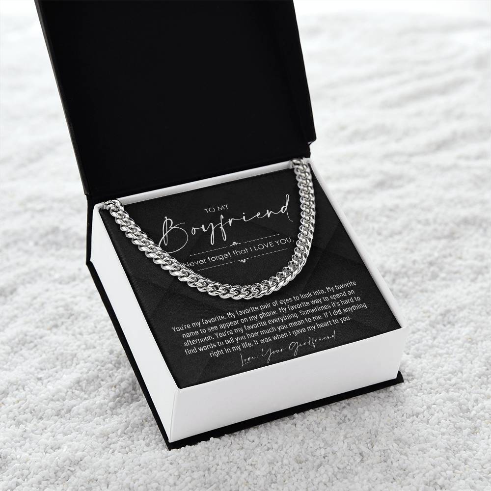 To My Boyfriend, Boyfriend Valentines Day Gift, Unique Boyfriend Birthday Gift, Promise Necklace, Best Gift for Boyfriend, Cuban Chain