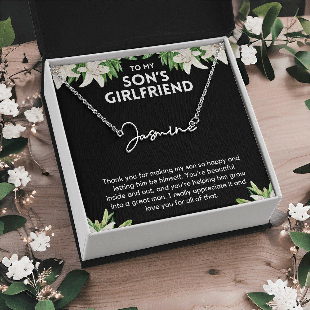 Personalized Son's Girlfriend Necklace - Perfect Gift Ideas for Christmas, Birthdays, Valentines