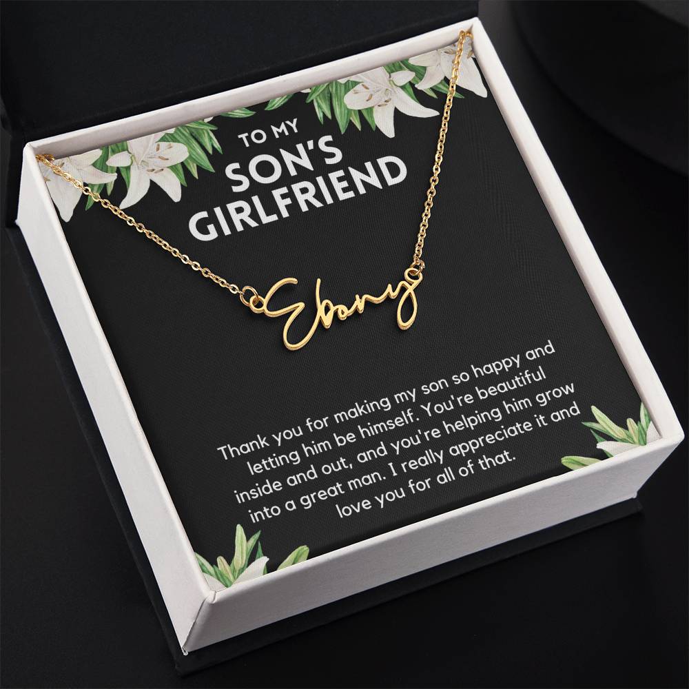 Personalized Son's Girlfriend Necklace - Perfect Gift Ideas for Christmas, Birthdays, Valentines