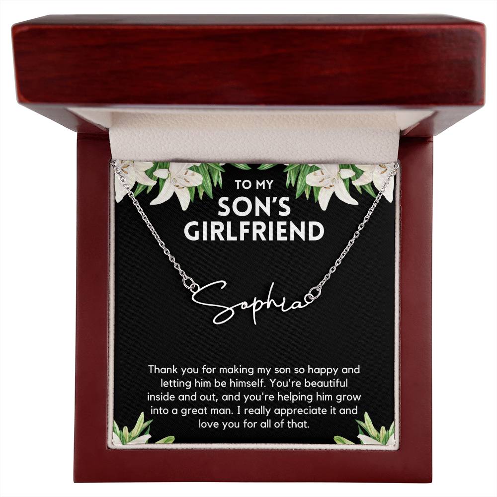 Personalized Son's Girlfriend Necklace - Perfect Gift Ideas for Christmas, Birthdays, Valentines