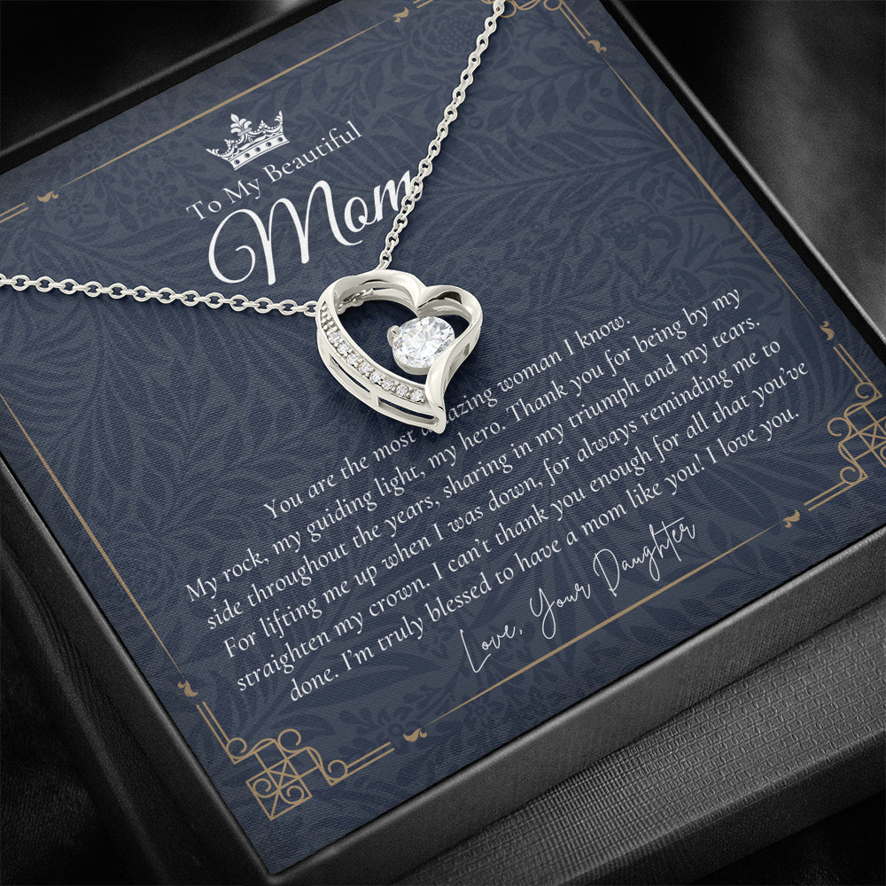 To My Beautiful Mom Necklace | Beautiful Mom Gift | Mother’s Day Gift | Birthday Gift | Gift from Daughter on Wedding Day
