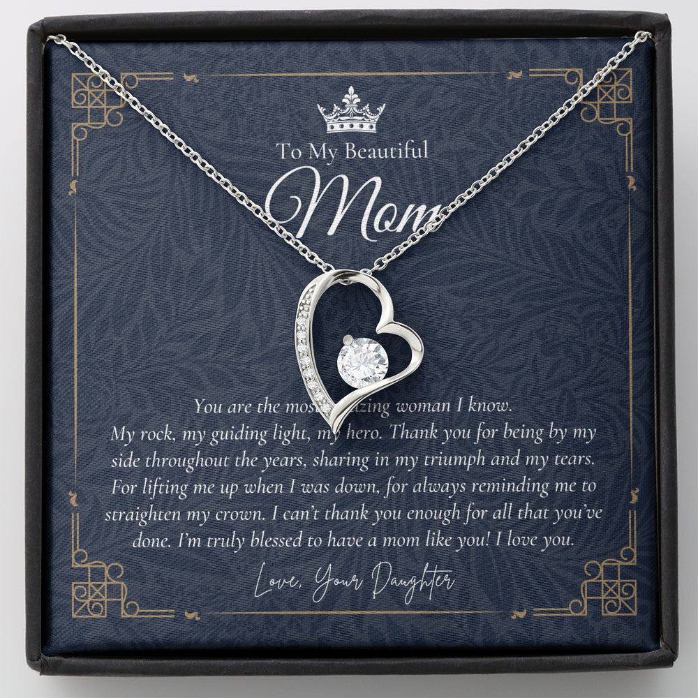 To My Beautiful Mom Necklace | Beautiful Mom Gift | Mother’s Day Gift | Birthday Gift | Gift from Daughter on Wedding Day