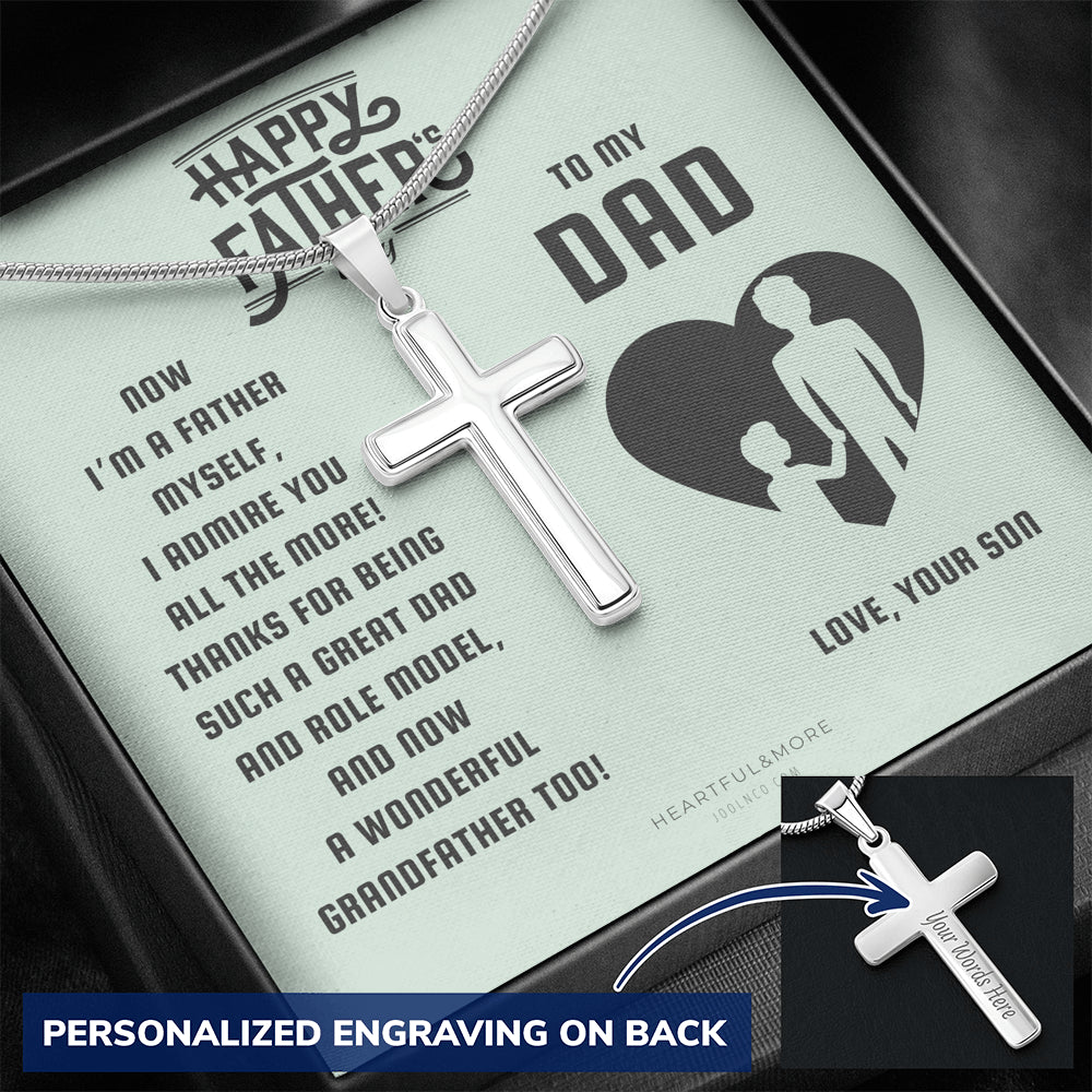 Personalized Gift for Dad on Father’s Day from Son who is a Father, Father to Father Gift, Dad Necklace from Son, Cross Necklace