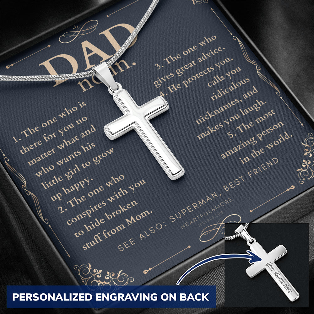 Personalized Cross Necklace for Dad, Personalized Gift for Dad on Father’s Day, Father’s Day gift for Dad, Dad Necklace, Dad Definition Necklace, Dad Definition Gift