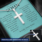 Geschenk für Sohn Mama, Mutter Sohn Geschenk, Geburtstagsgeschenk für Sohn, Kreuz Kette Mit Gravur für Sohn, Konfirmationsgeschenk