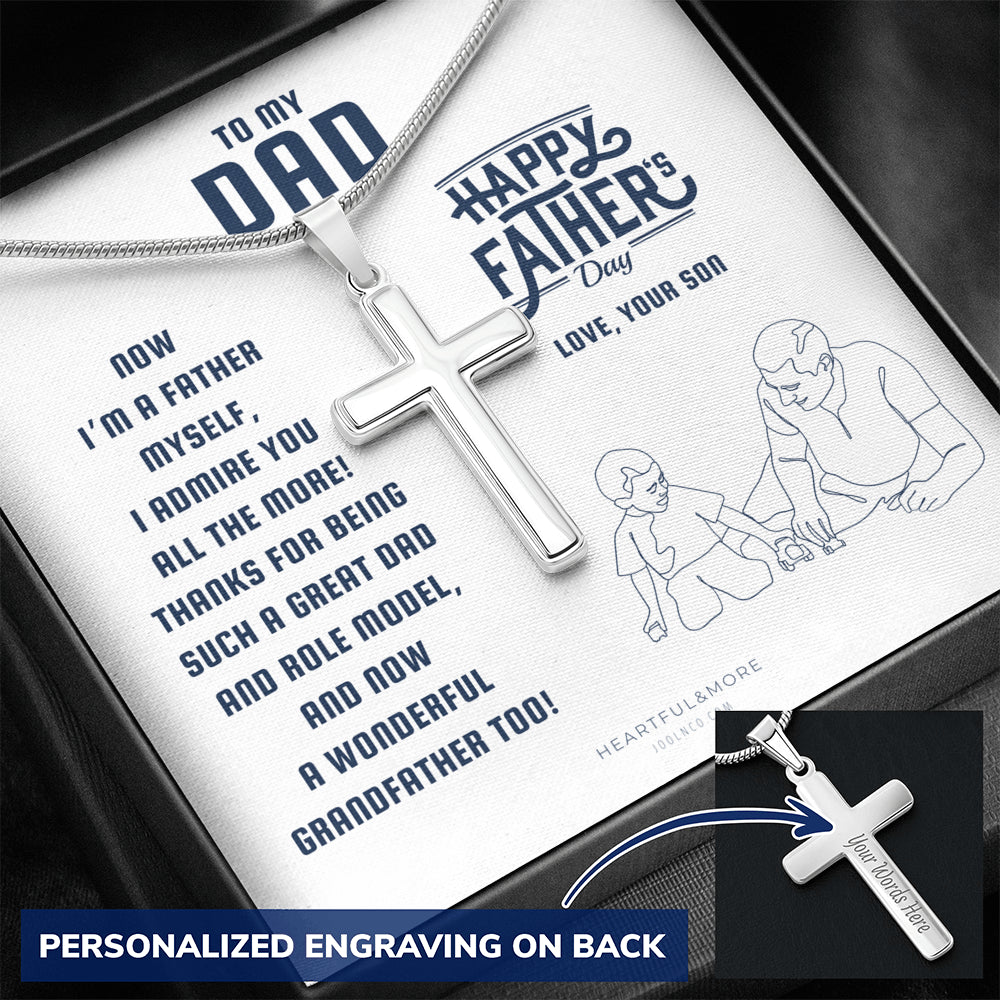 Personalized Cross Necklace, Gift for Dad on Father’s Day from Son who is a Father, Father to Father Gift, Dad Necklace from Son, Cross Necklace, Dad to Dad Gift