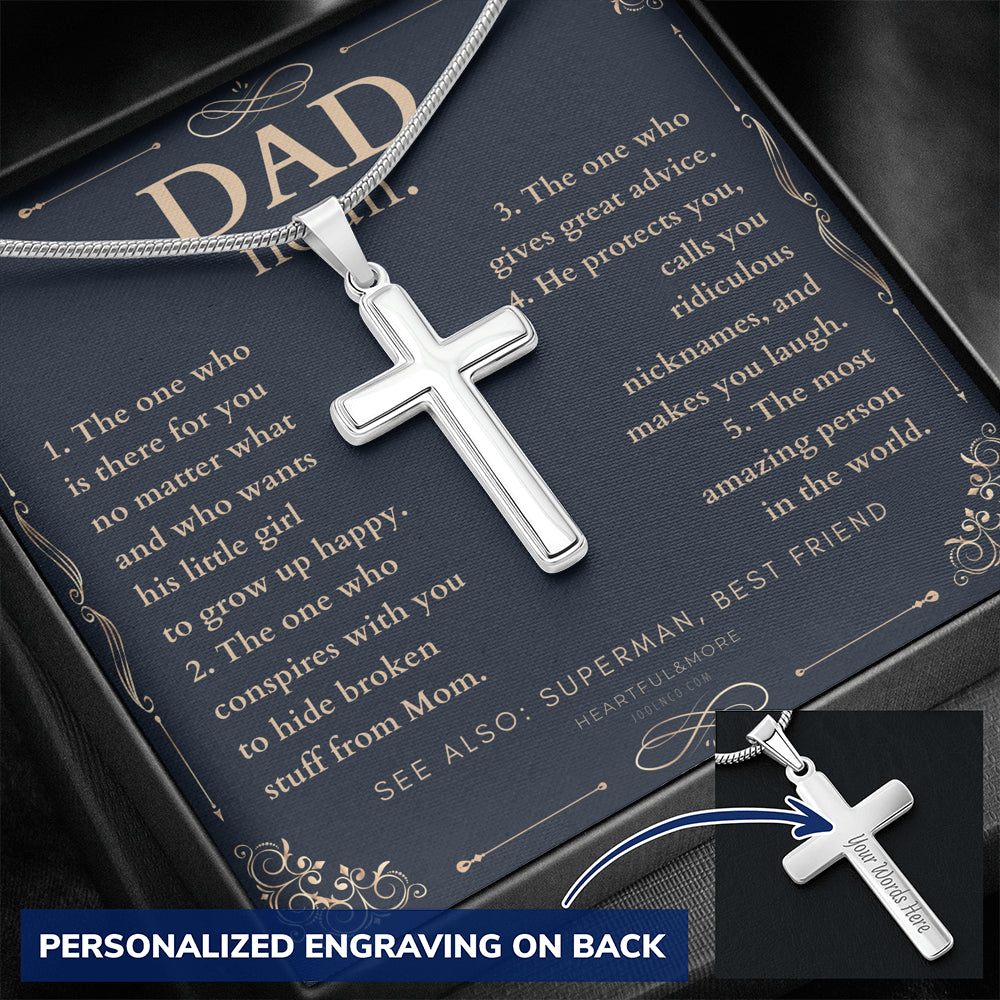 Personalized Gift for Dad on Father’s Day, Father’s Day gift for Dad, Dad Necklace, Cross Necklace, Dad Definition Necklace, Dad Definition Gift