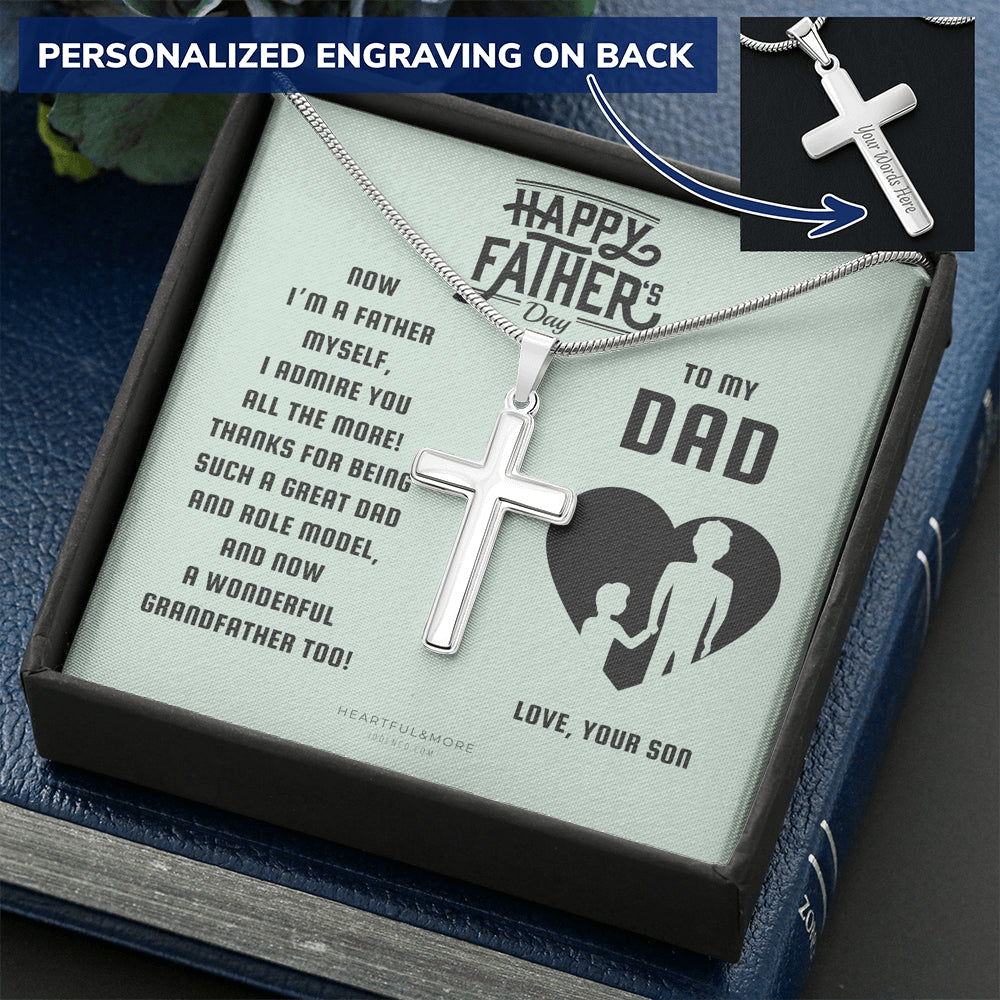 Personalized Gift for Dad on Father’s Day from Son who is a Father, Father to Father Gift, Dad Necklace from Son, Cross Necklace