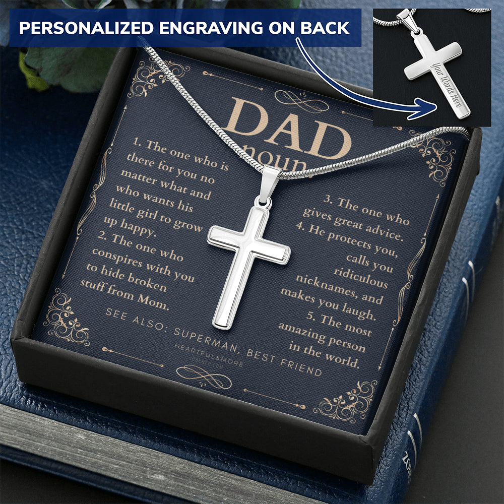 Personalized Cross Necklace for Dad, Personalized Gift for Dad on Father’s Day, Father’s Day gift for Dad, Dad Necklace, Dad Definition Necklace, Dad Definition Gift