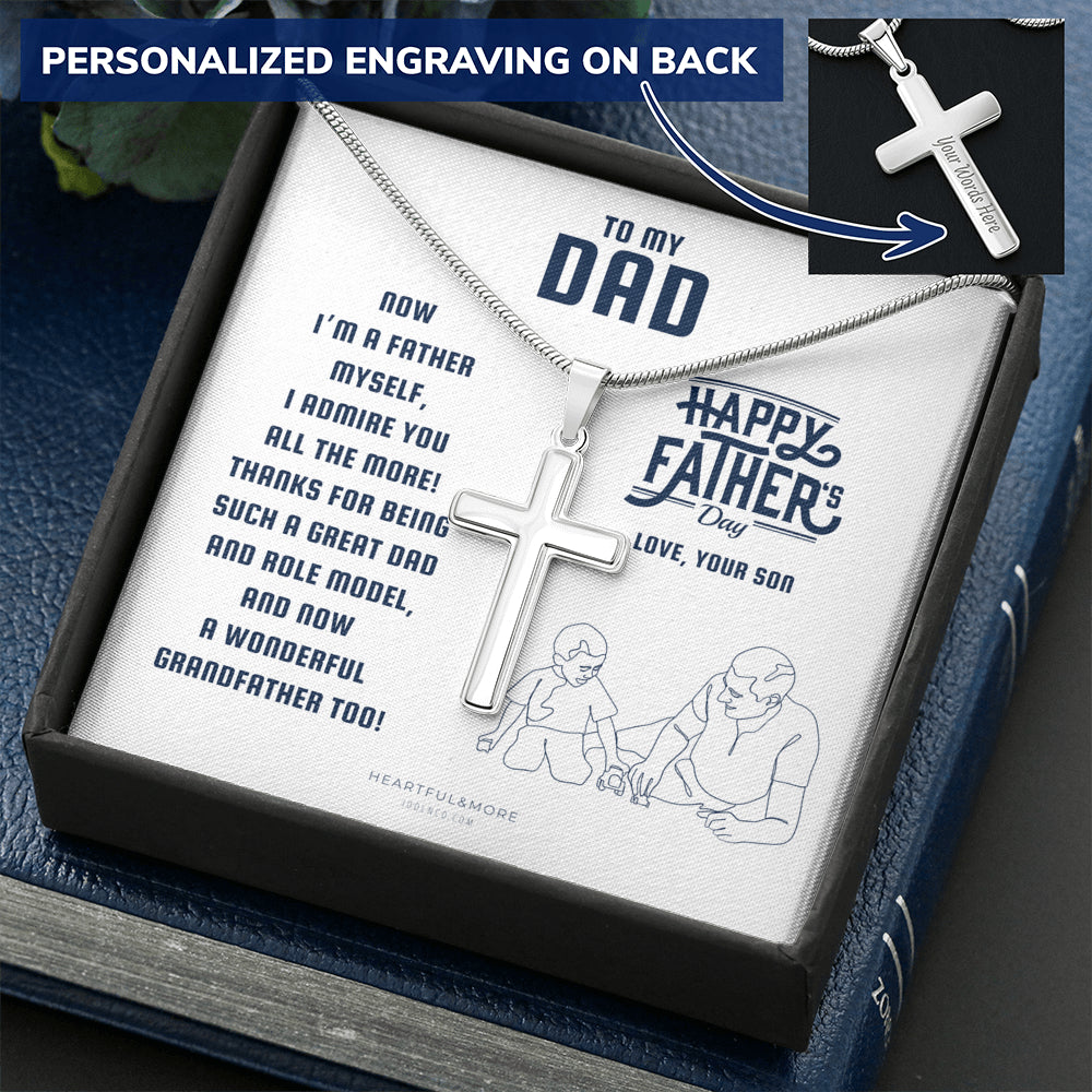 Personalized Cross Necklace, Gift for Dad on Father’s Day from Son who is a Father, Father to Father Gift, Dad Necklace from Son, Cross Necklace, Dad to Dad Gift