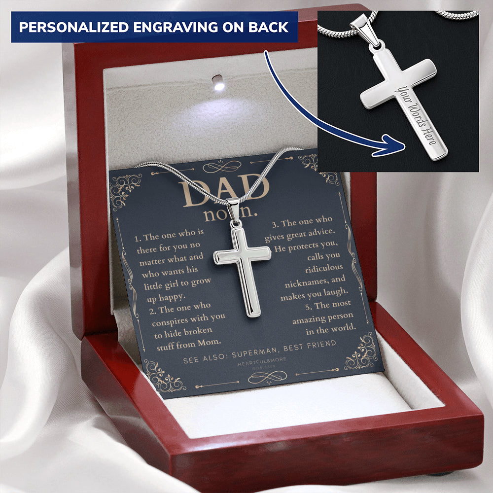 Personalized Cross Necklace for Dad, Personalized Gift for Dad on Father’s Day, Father’s Day gift for Dad, Dad Necklace, Dad Definition Necklace, Dad Definition Gift