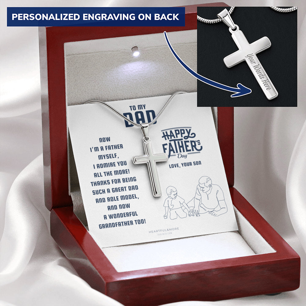 Personalized Cross Necklace, Gift for Dad on Father’s Day from Son who is a Father, Father to Father Gift, Dad Necklace from Son, Cross Necklace, Dad to Dad Gift