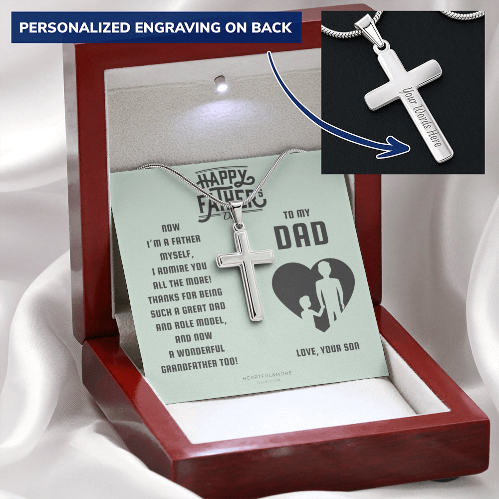 Personalized Gift for Dad on Father’s Day from Son who is a Father, Father to Father Gift, Dad Necklace from Son, Cross Necklace