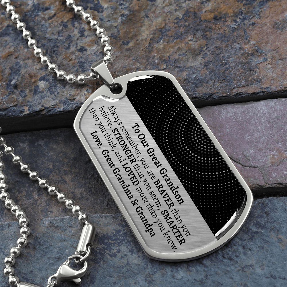 To Our Great Grandson, Great Grandson Gift from Great Grandma & Grandpa, Birthday Gift, KeepsaTo Our Great Grandson, Great Grandson Gift from Great Grandma & Grandpa, Birthday Gift, Keepsake, Great Grandson Necklace, Personalized Gift