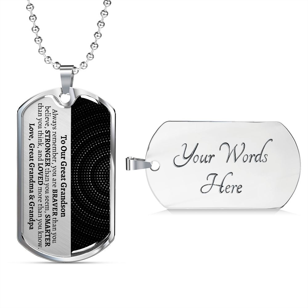 To Our Great Grandson, Great Grandson Gift from Great Grandma & Grandpa, Birthday Gift, KeepsaTo Our Great Grandson, Great Grandson Gift from Great Grandma & Grandpa, Birthday Gift, Keepsake, Great Grandson Necklace, Personalized Gift