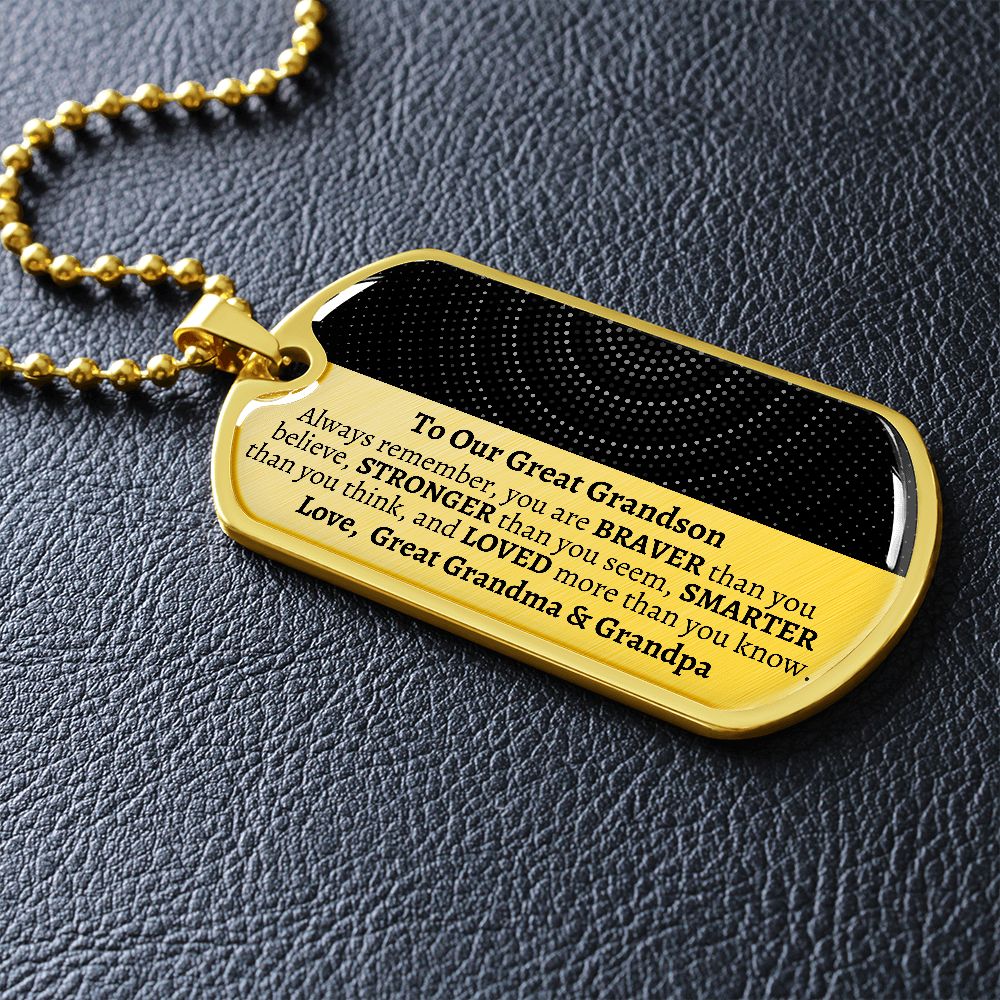 To Our Great Grandson, Great Grandson Gift from Great Grandma & Grandpa, Birthday Gift, KeepsaTo Our Great Grandson, Great Grandson Gift from Great Grandma & Grandpa, Birthday Gift, Keepsake, Great Grandson Necklace, Personalized Gift