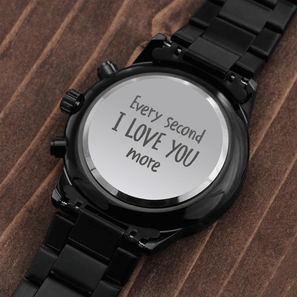 Gift for Husband, Father’s Day gift for Husband, Watch gift for Him, Boyfriend, Future Husband, Dad, Black Chronograph Watch