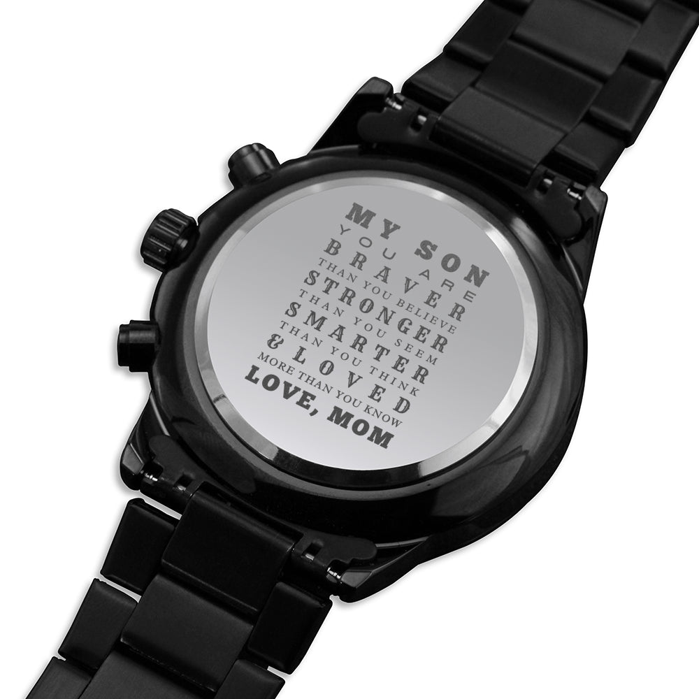 To My Son From Mom watch Gift You are braver than you believe Love Message From Parents Engraved Men Watch Birthday Personal Gifts