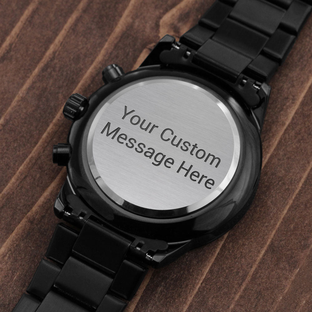 Personalized gift for Dad, Gift for Dad on Father’s Day, Watch for Dad, Black Chronograph Watch