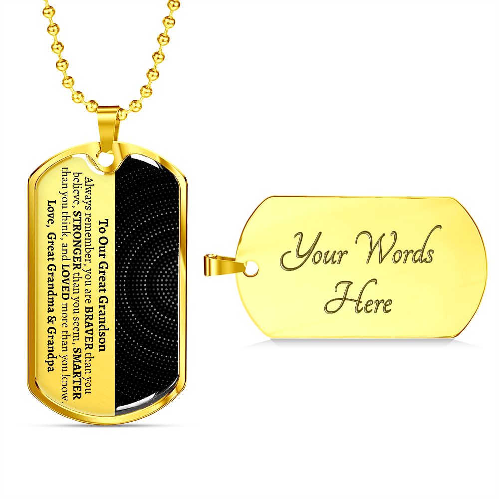 To Our Great Grandson, Great Grandson Gift from Great Grandma & Grandpa, Birthday Gift, KeepsaTo Our Great Grandson, Great Grandson Gift from Great Grandma & Grandpa, Birthday Gift, Keepsake, Great Grandson Necklace, Personalized Gift