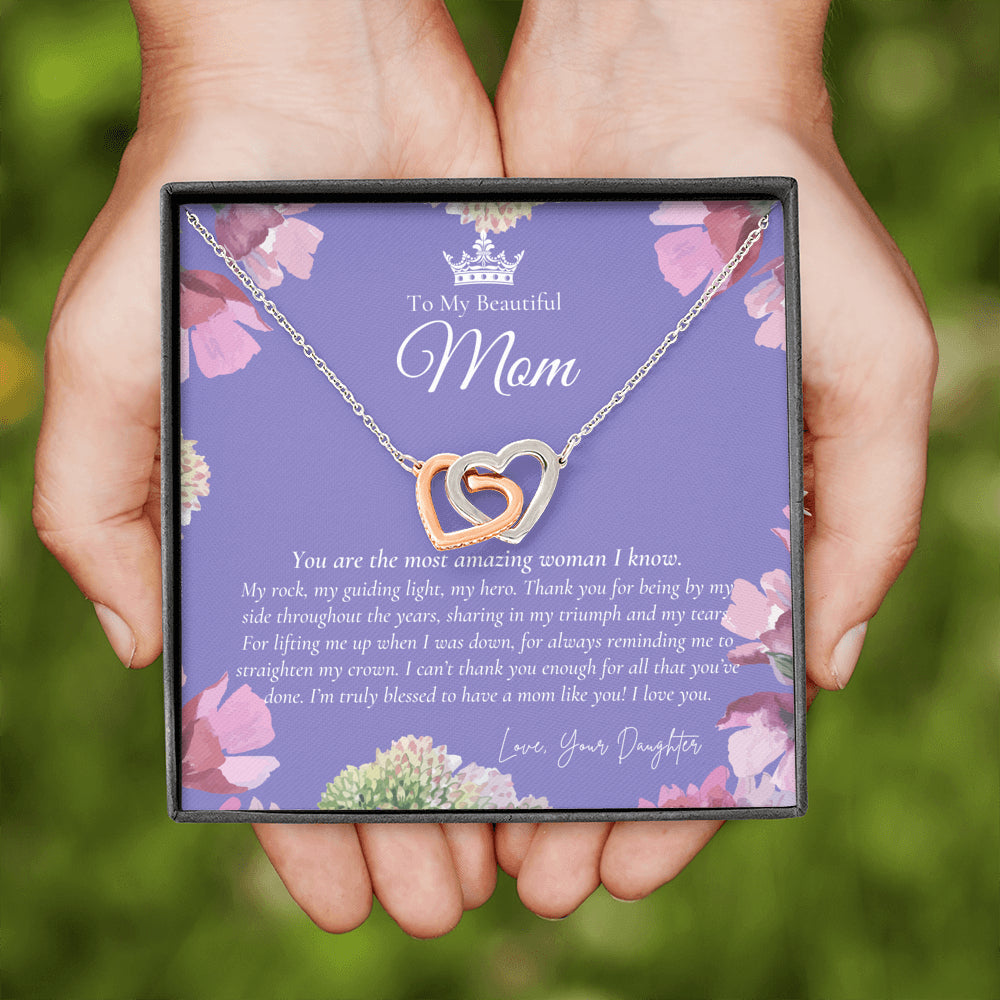To My Beautiful Mom Necklace | Beautiful Mom Gift | Mother’s Day Gift | Birthday Gift | Gift from Daughter on Wedding Day