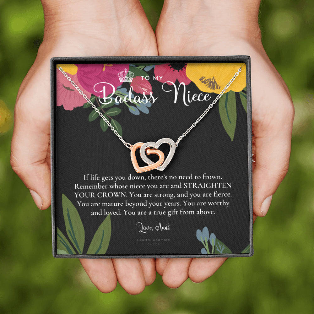 To My Badass Niece, Straighten Your Crown Necklace, Aunt Niece Necklace, Niece Birthday Gift, Niece Graduation Gift