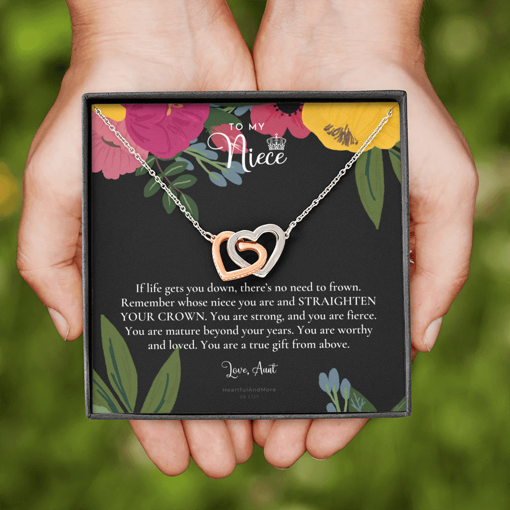 To My Badass Niece, Straighten Your Crown Necklace, Aunt Niece Necklace, Niece Birthday Gift, Niece Graduation Gift