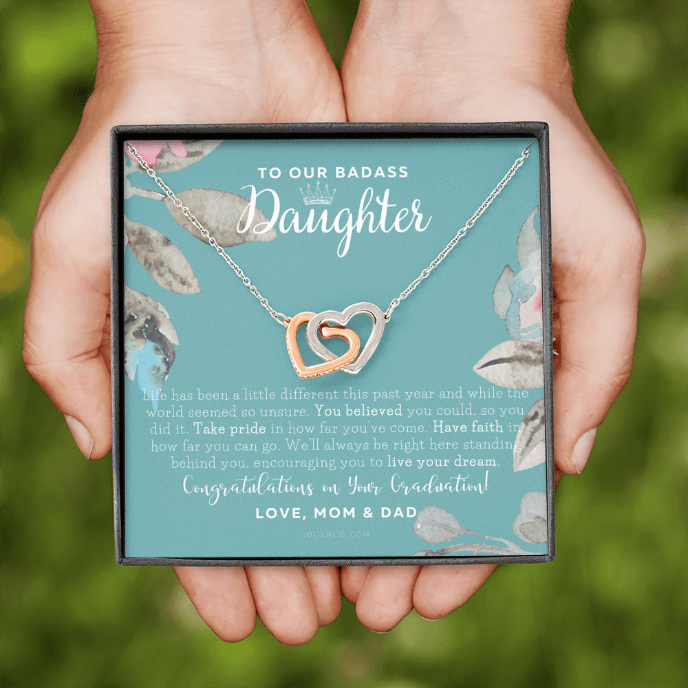 To Our Badass Daughter, Straighten Your Crown Necklace, Parents Daughter Necklace, Daughter Graduation Gift, Graduation on Pandemic