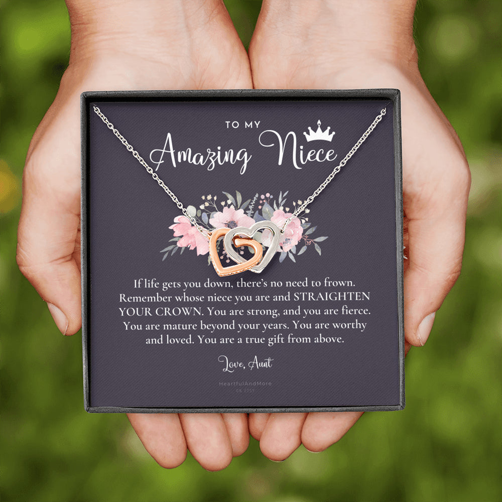 To My Amazing Niece, Straighten Your Crown Necklace, Aunt Niece Necklace, Niece Birthday Gift, Niece Graduation Gift