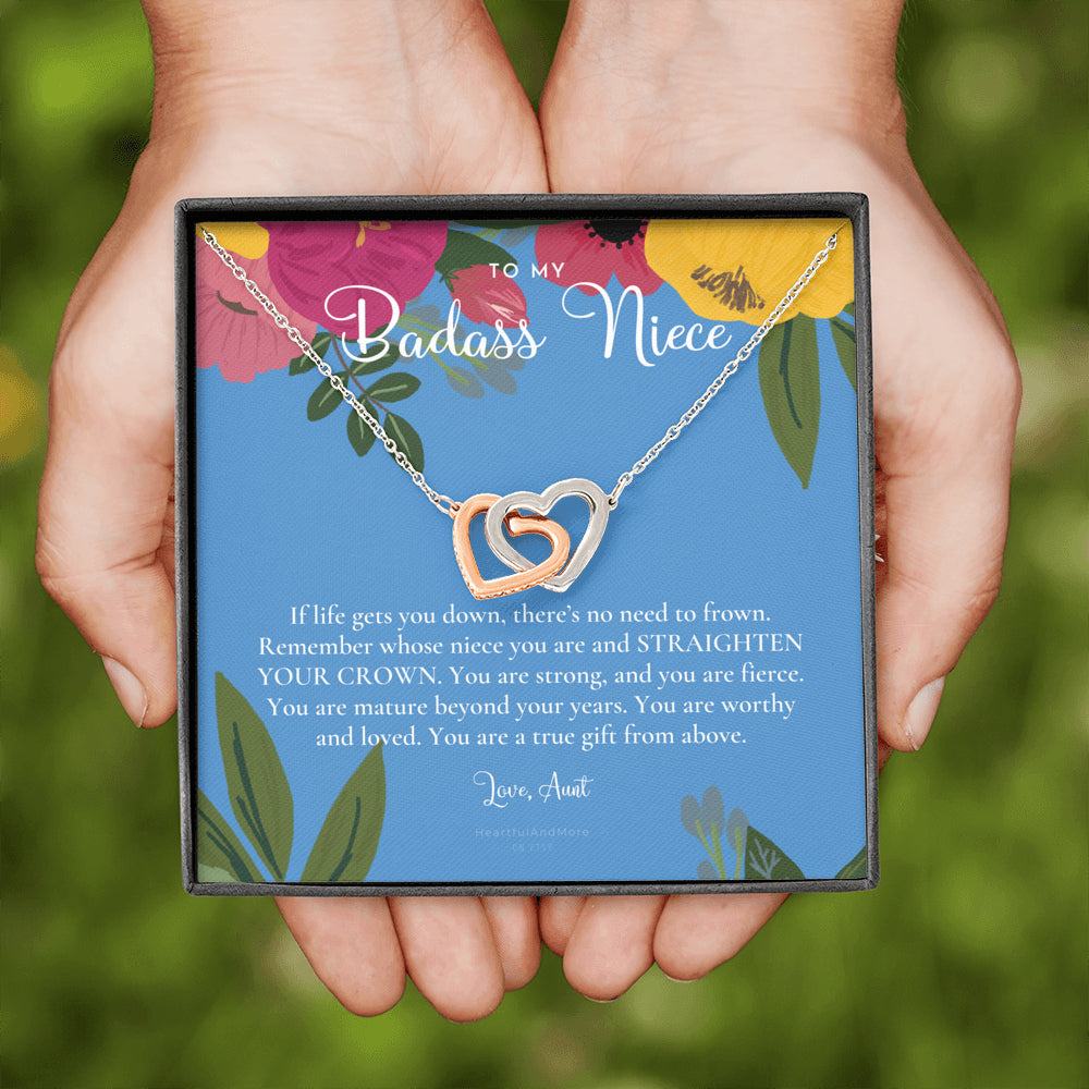 To My Badass Niece, Straighten Your Crown Necklace, Aunt Niece Necklace, Niece Birthday Gift, Niece Graduation Gift