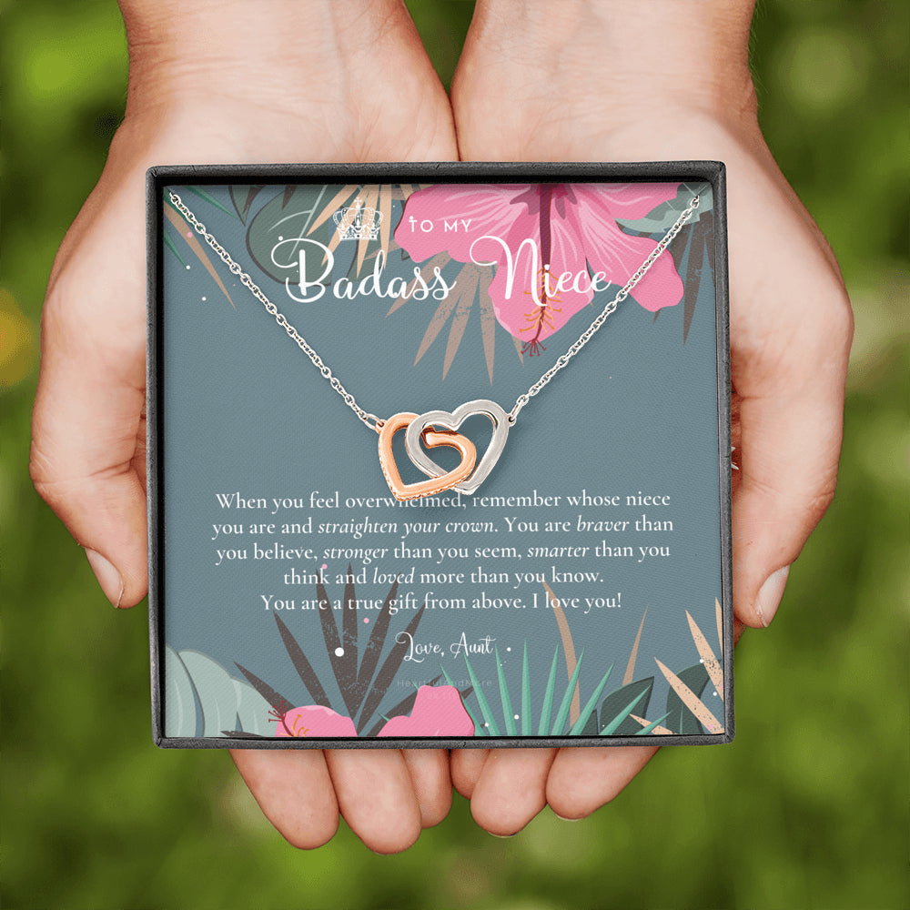 To My Badass Niece, Straighten Your Crown Necklace, Aunt Niece Necklace, Niece Birthday Gift, Niece Graduation Gift