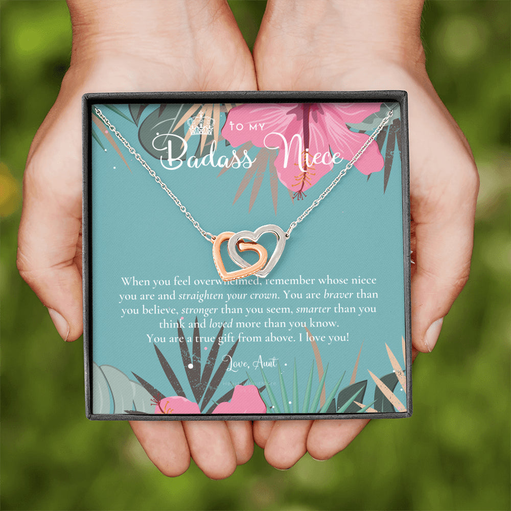 To My Badass Niece, Straighten Your Crown Necklace, Aunt Niece Necklace, Niece Birthday Gift, Niece Graduation Gift