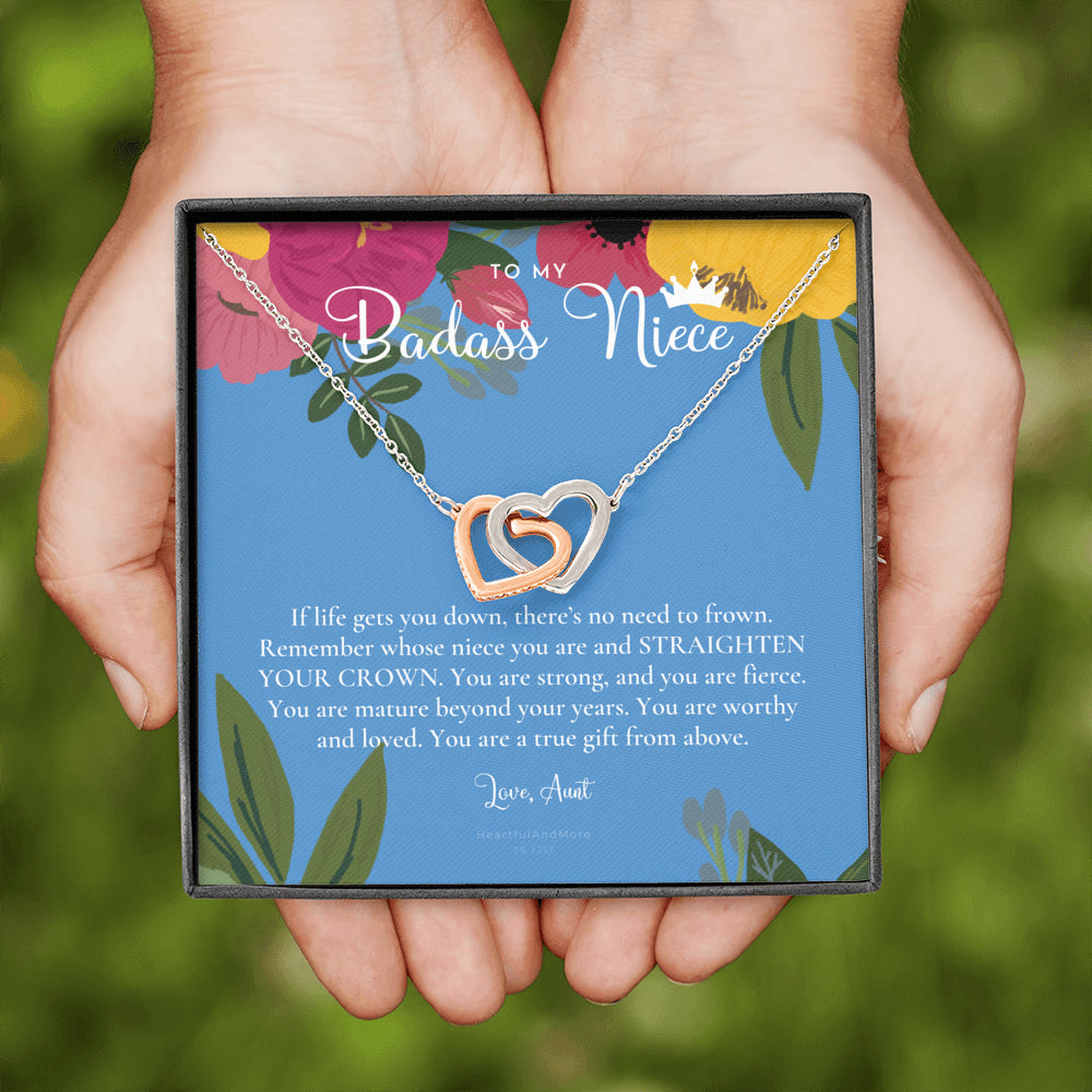 To My Badass Niece, Straighten Your Crown Necklace, Aunt Niece Necklace, Niece Birthday Gift, Niece Graduation Gift