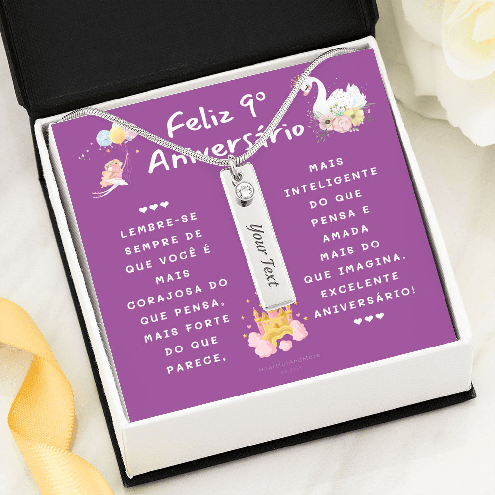 Presente de 9º aniversário para menina, presente de aniversário para 9 anos, nono aniversário, presente de aniversário, colar para menina