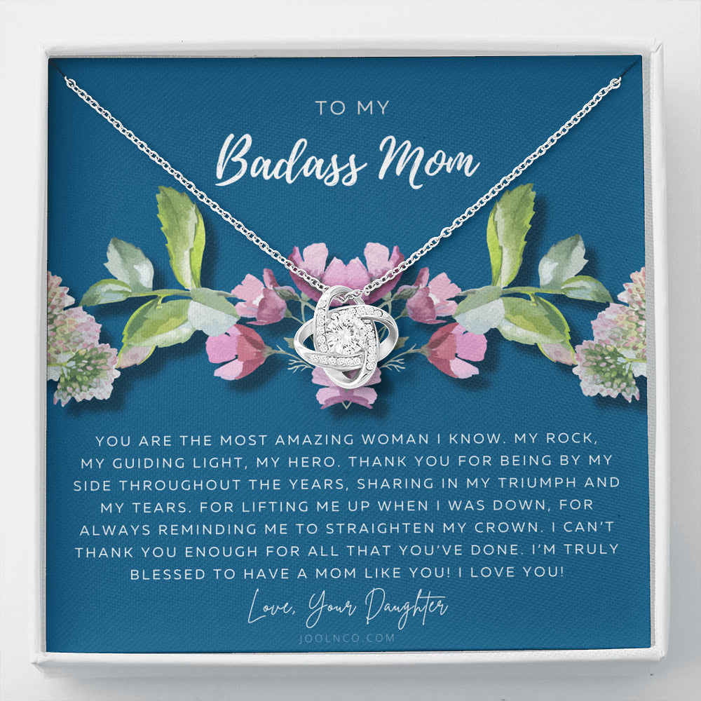 Love Knot Necklace | To My Badass Mom Necklace | Mother’s Day Gift | Daughter to Mom Gift | Gift from Daughter to Mom on Wedding Day | Mom gift | Birthday Gift