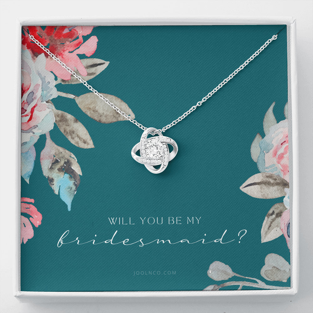 Love Knot Necklace | Bridesmaid Proposal Gift | Flower Bridesmaid Necklace | Custom Bridesmaid gift | Will you be my bridesmaid gift | Bridesmaid knot necklace