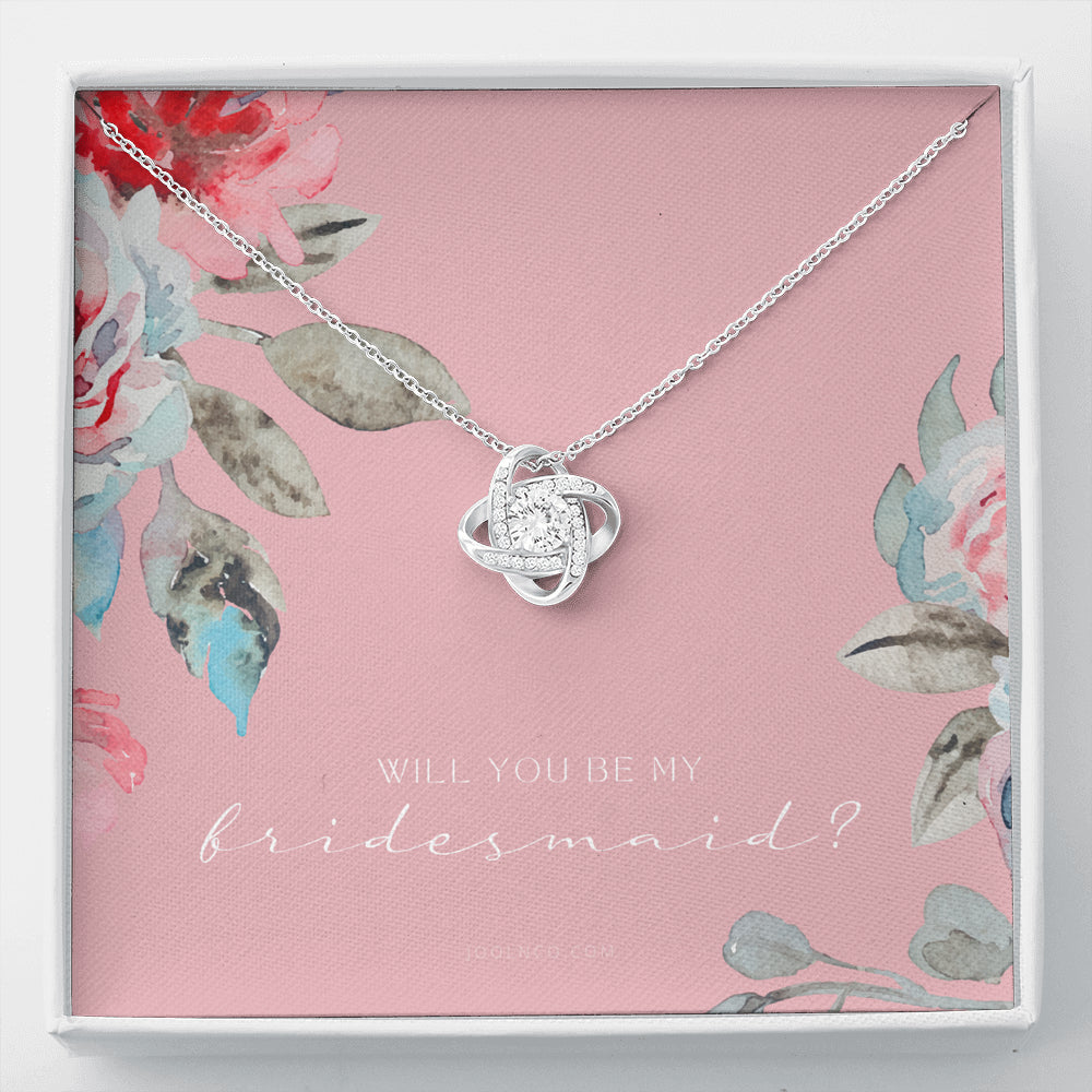 Love Knot Necklace | Bridesmaid Proposal Gift | Flower Bridesmaid Necklace | Custom Bridesmaid gift | Will you be my bridesmaid gift | Bridesmaid knot necklace
