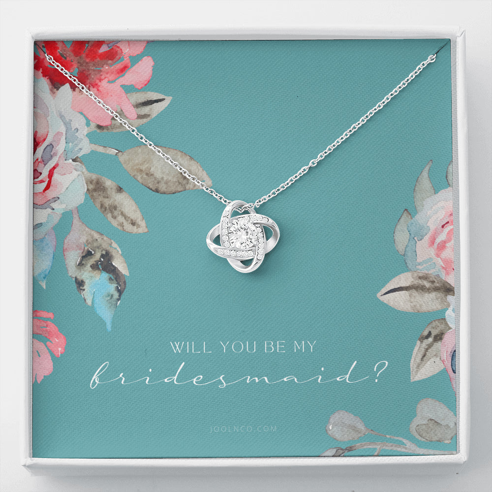 Love Knot Necklace | Bridesmaid Proposal Gift | Flower Bridesmaid Necklace | Custom Bridesmaid gift | Will you be my bridesmaid gift | Bridesmaid knot necklace
