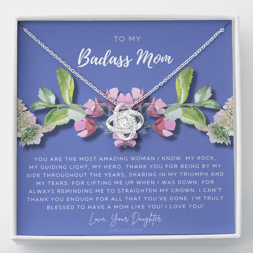 Love Knot Necklace | To My Badass Mom Necklace | Mother’s Day Gift | Daughter to Mom Gift | Gift from Daughter to Mom on Wedding Day | Mom gift | Birthday Gift