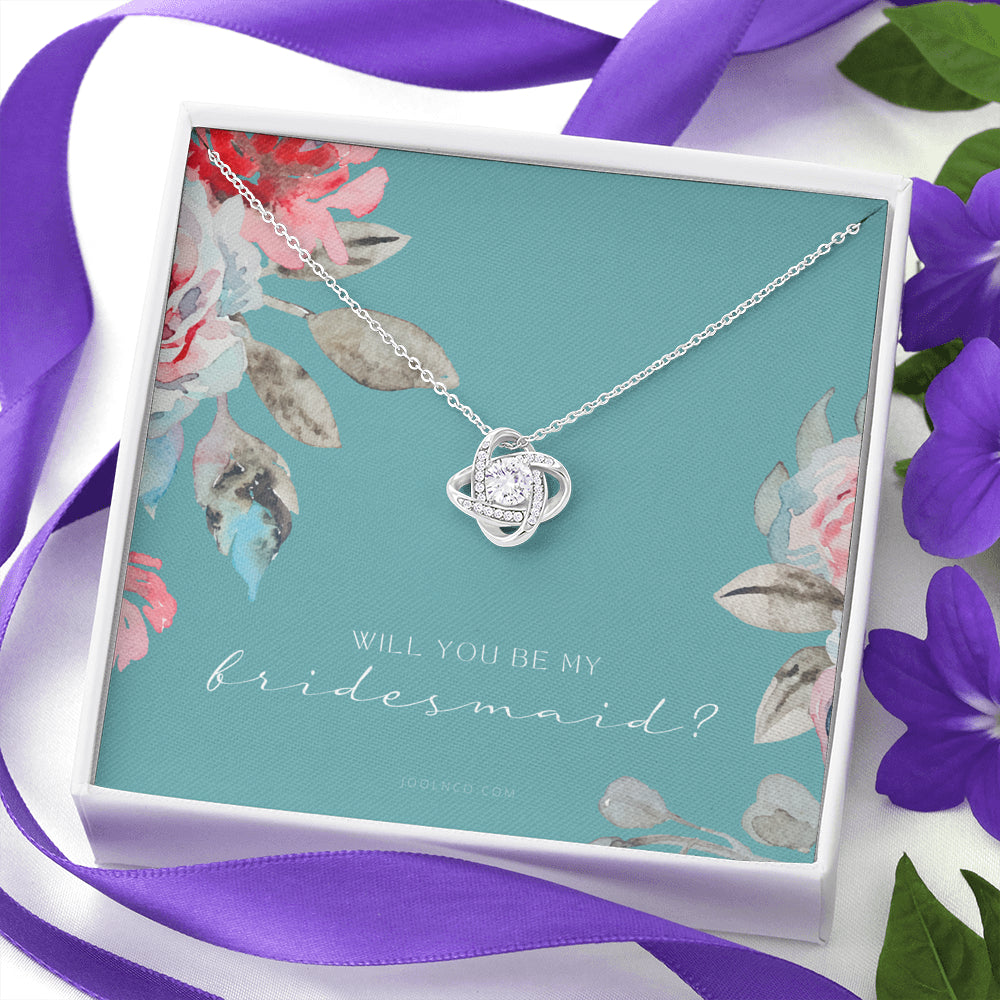 Love Knot Necklace | Bridesmaid Proposal Gift | Flower Bridesmaid Necklace | Custom Bridesmaid gift | Will you be my bridesmaid gift | Bridesmaid knot necklace