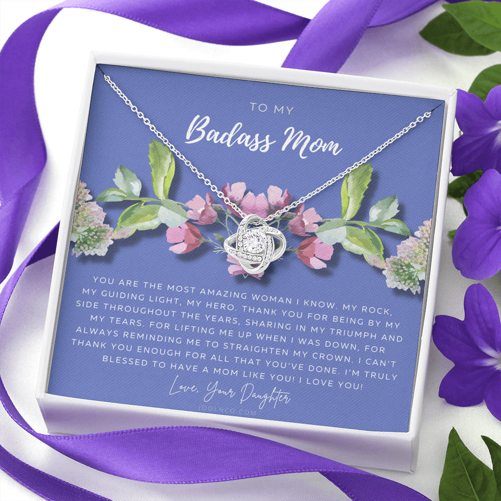 Love Knot Necklace | To My Badass Mom Necklace | Mother’s Day Gift | Daughter to Mom Gift | Gift from Daughter to Mom on Wedding Day | Mom gift | Birthday Gift