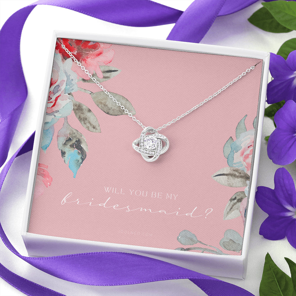 Love Knot Necklace | Bridesmaid Proposal Gift | Flower Bridesmaid Necklace | Custom Bridesmaid gift | Will you be my bridesmaid gift | Bridesmaid knot necklace