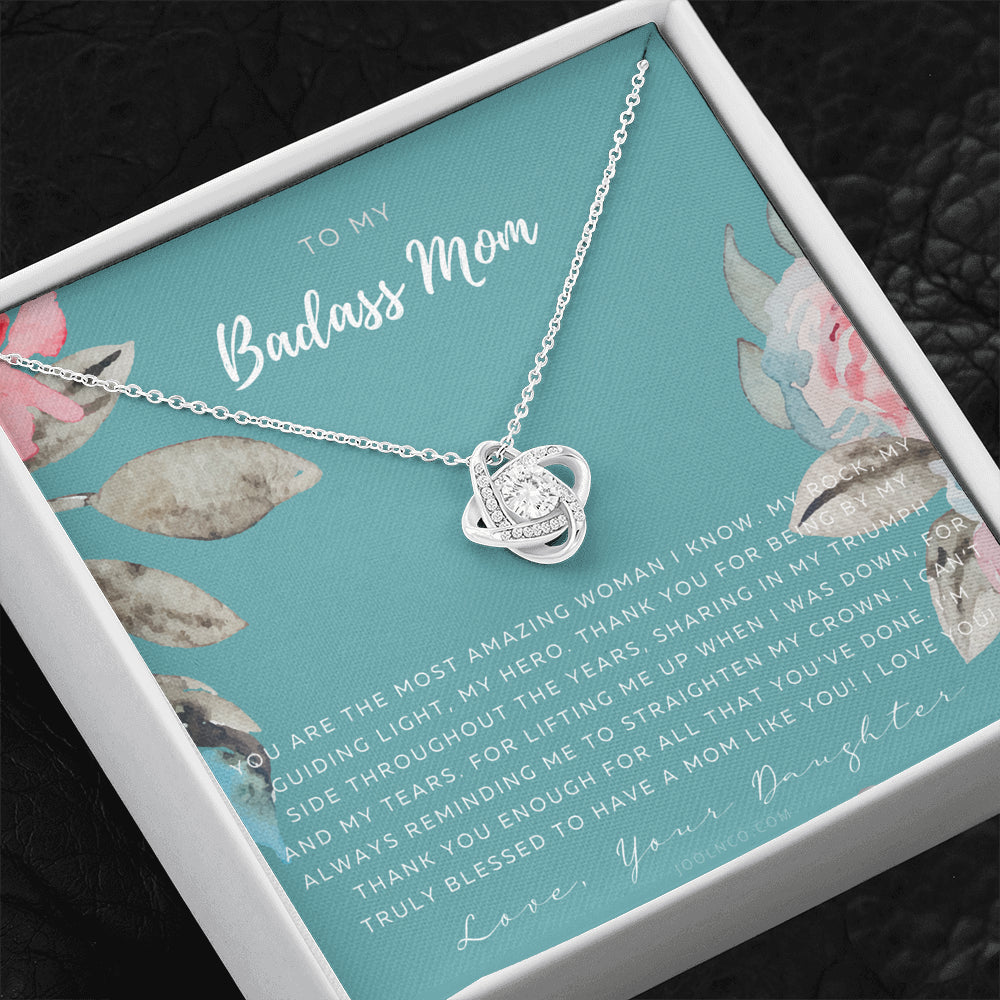 Love Knot Necklace | To My Badass Mom Necklace | Mother’s Day Gift | Daughter to Mom Gift | Gift from Daughter to Mom on Wedding Day | Mom gift | Birthday Gift