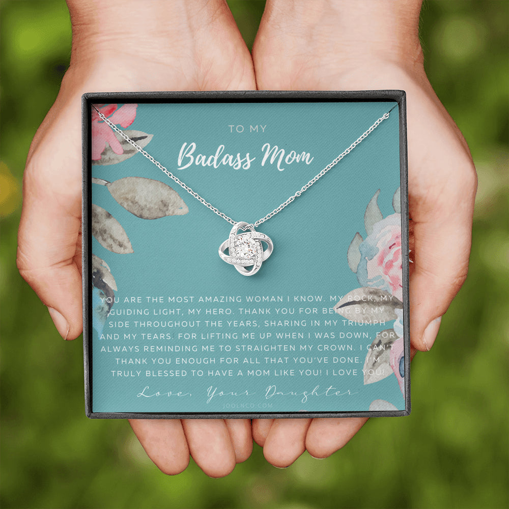 Love Knot Necklace | To My Badass Mom Necklace | Mother’s Day Gift | Daughter to Mom Gift | Gift from Daughter to Mom on Wedding Day | Mom gift | Birthday Gift