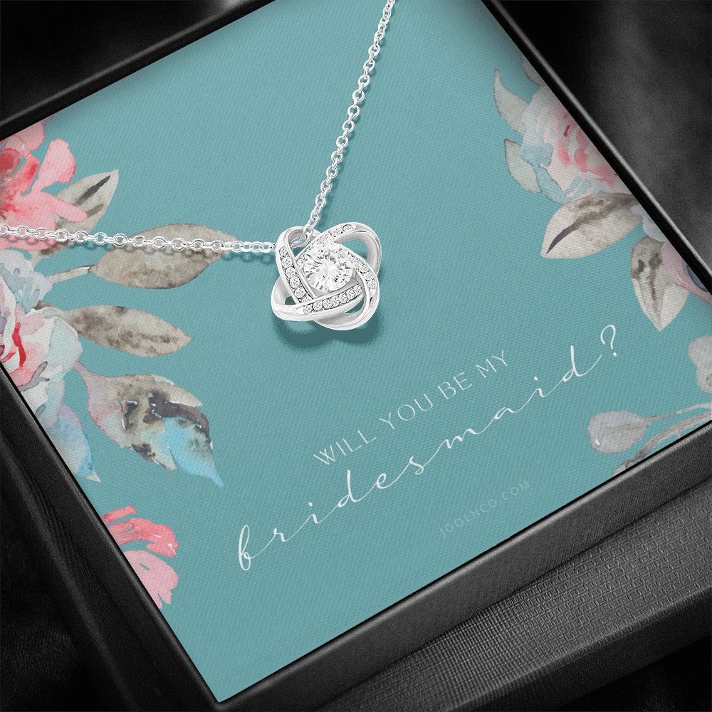 Love Knot Necklace | Bridesmaid Proposal Gift | Flower Bridesmaid Necklace | Custom Bridesmaid gift | Will you be my bridesmaid gift | Bridesmaid knot necklace