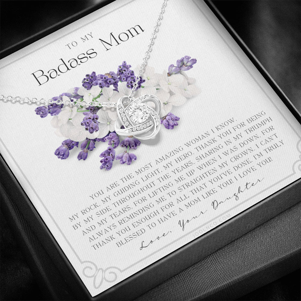 Love Knot Necklace | To My Badass Mom Necklace | Mother’s Day Gift | Daughter to Mom Gift | Gift from Daughter to Mom on Wedding Day | Mom gift | Birthday Gift