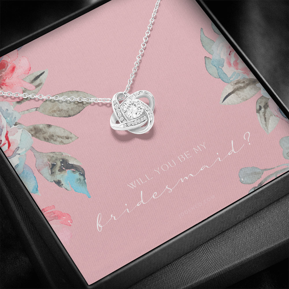 Love Knot Necklace | Bridesmaid Proposal Gift | Flower Bridesmaid Necklace | Custom Bridesmaid gift | Will you be my bridesmaid gift | Bridesmaid knot necklace
