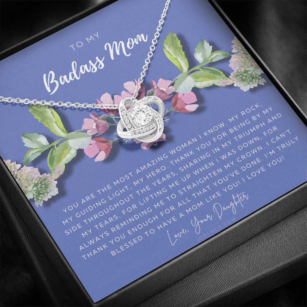 Love Knot Necklace | To My Badass Mom Necklace | Mother’s Day Gift | Daughter to Mom Gift | Gift from Daughter to Mom on Wedding Day | Mom gift | Birthday Gift